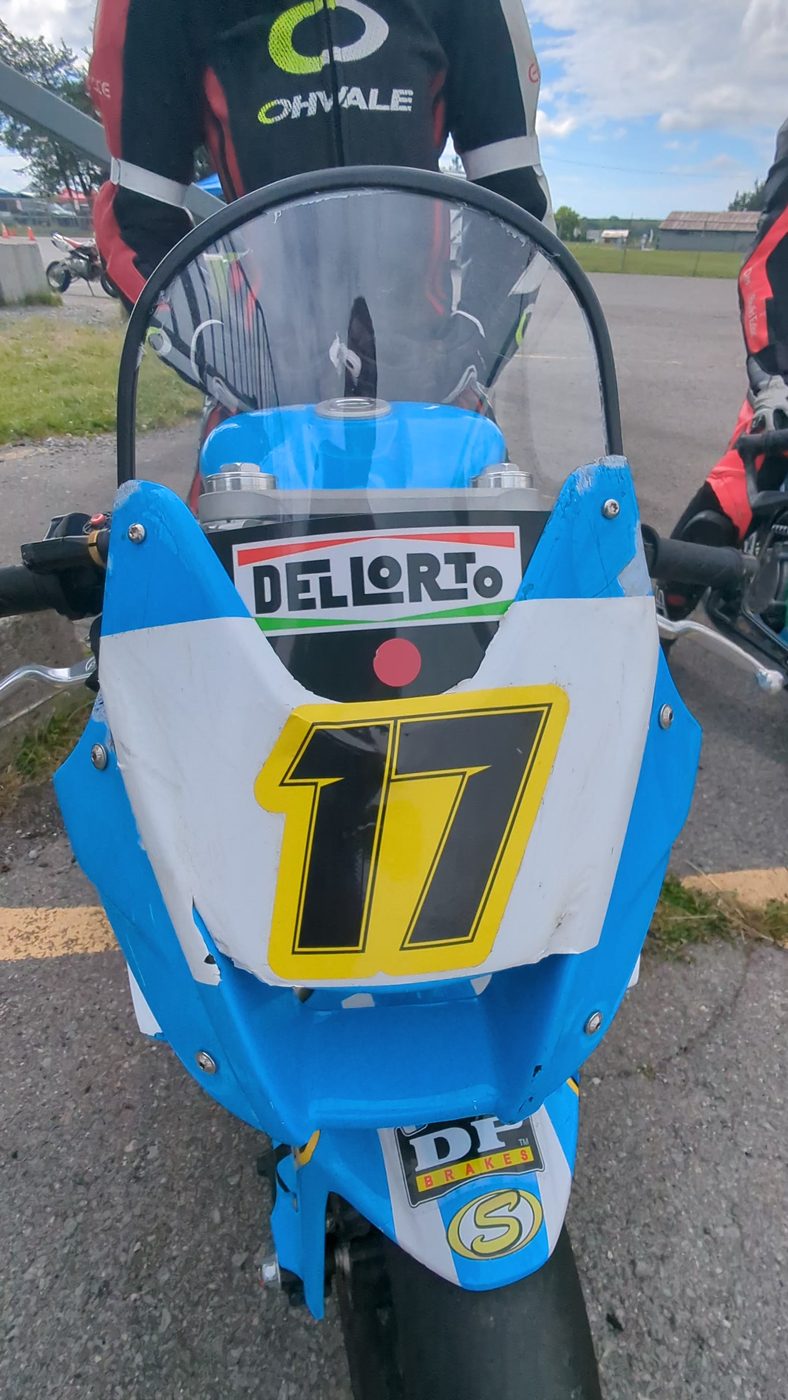 The number plate on an Ohvale 160 in the Shannonville paddock