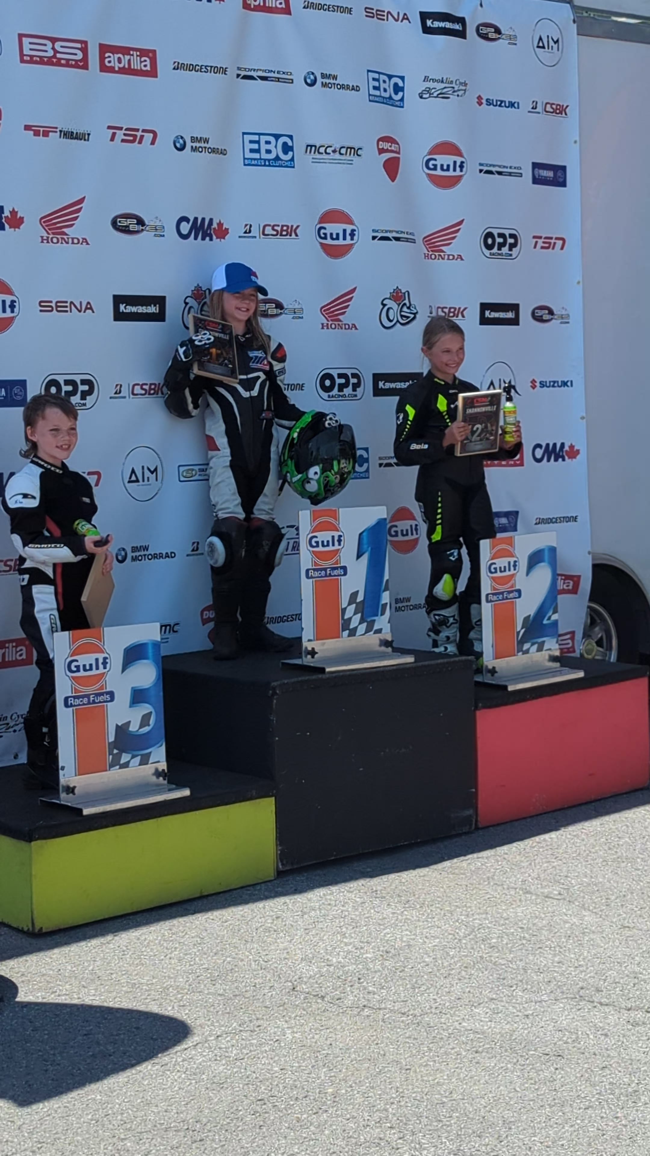 A club-round podium at Shannonville earlier in the season
